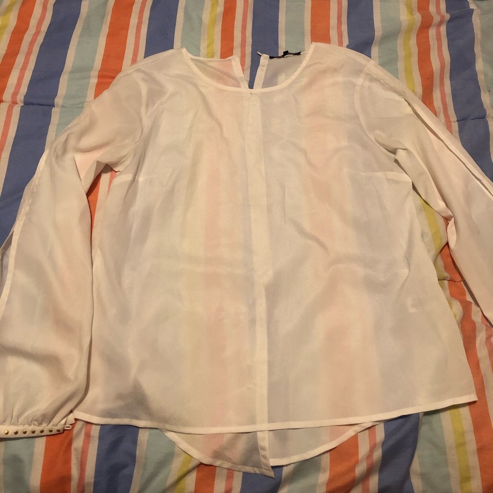 Gold studded sheer white blouse